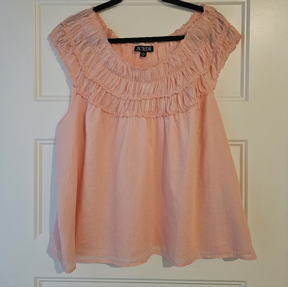 Brand New J. Crew Women's Blush Ruffle Sleeveless Blouse Sz XXL - Picture 4 of 6